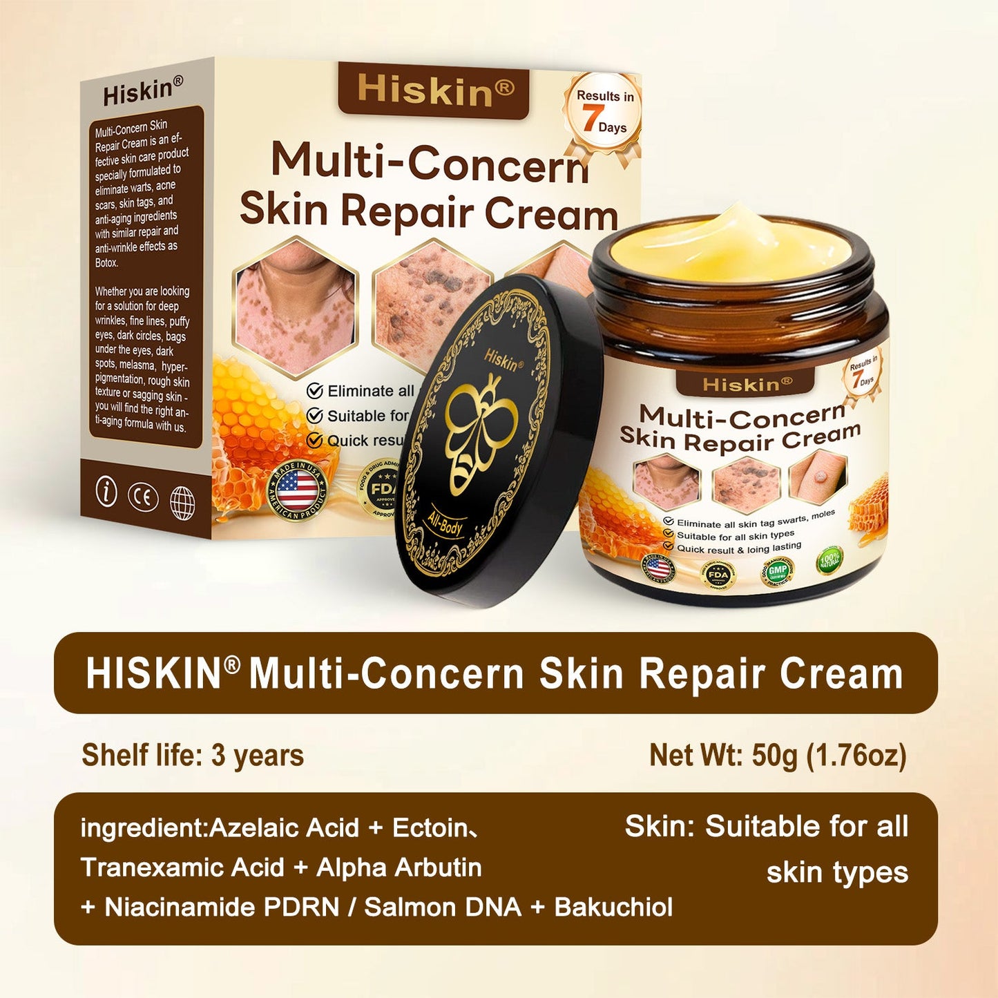 ✨🐝𝐇𝐈𝐒𝐊𝐈𝐍® 𝐌𝐮𝐥𝐭𝐢-𝐂𝐨𝐧𝐜𝐞𝐫𝐧 𝐒𝐤𝐢𝐧 𝐑𝐞𝐩𝐚𝐢𝐫 𝐂𝐫𝐞𝐚𝐦 (𝐎𝐧𝐞 𝐩𝐨𝐰𝐞𝐫𝐟𝐮𝐥 𝐜𝐫𝐞𝐚𝐦 𝐭𝐨 𝐫𝐞𝐩𝐚𝐢𝐫 𝐢𝐧𝐟𝐥𝐚𝐦𝐦𝐚𝐭𝐢𝐨𝐧, 𝐝𝐫𝐲𝐧𝐞𝐬𝐬, 𝐚𝐠𝐢𝐧𝐠, 𝐩𝐢𝐠𝐦𝐞𝐧𝐭𝐚𝐭𝐢𝐨𝐧, 𝐚𝐧𝐝 𝐯𝐢𝐬𝐢𝐛𝐥𝐞 𝐬𝐤𝐢𝐧 𝐝𝐚𝐦𝐚𝐠𝐞.)