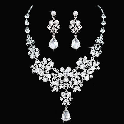 Luxury Crystal Wedding Bridal Jewelry Sets Women/Girl Gold Color Tiara/Crown Earrings Choker Necklace Bride Jewelry Set