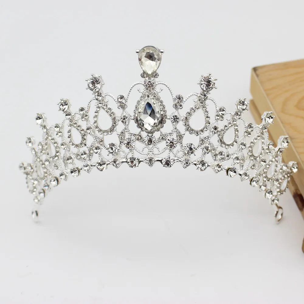 Luxury Crystal Wedding Bridal Jewelry Sets Women/Girl Gold Color Tiara/Crown Earrings Choker Necklace Bride Jewelry Set