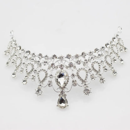 Luxury Crystal Wedding Bridal Jewelry Sets Women/Girl Gold Color Tiara/Crown Earrings Choker Necklace Bride Jewelry Set