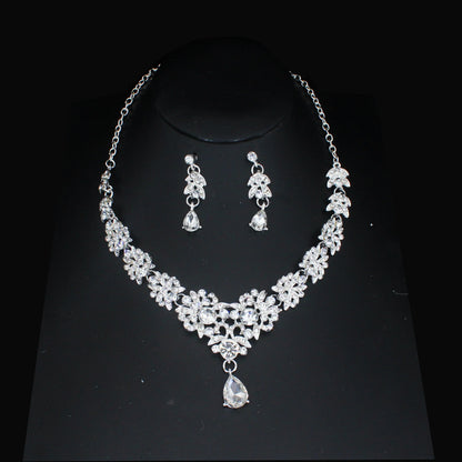Luxury Crystal Wedding Bridal Jewelry Sets Women/Girl Gold Color Tiara/Crown Earrings Choker Necklace Bride Jewelry Set
